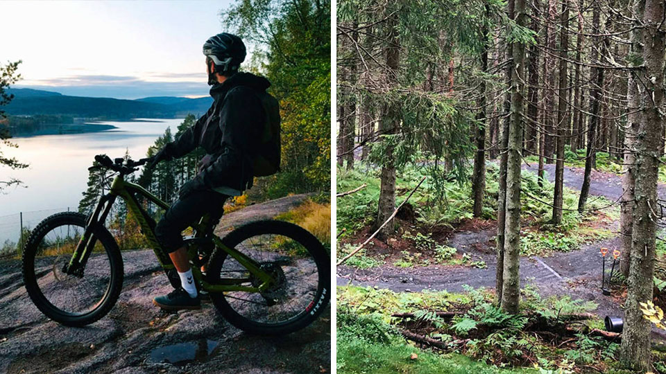 El-sykkeltur i Oslomarka med elektrisk terrengsykkel og navigasjon gjennom skog og stier