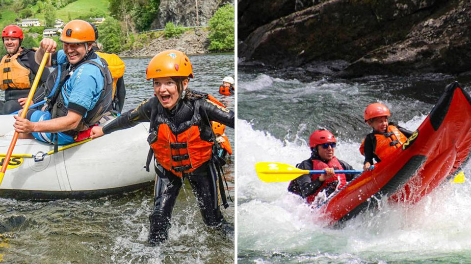 Familierafting på Voss med guide, rolige stryk og naturmoro for hele familien