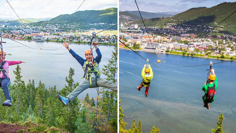 Nord-Norges lengste zipline med 700 meter svev over Vefsna