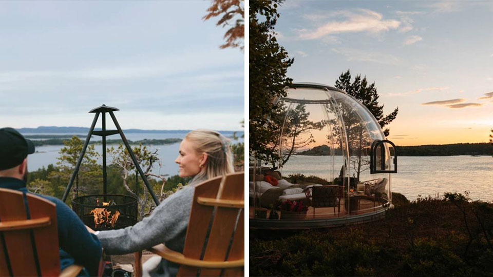 Overnatting i glassiglo med sjøutsikt, glamping, kajakk og møte med alpakkaer