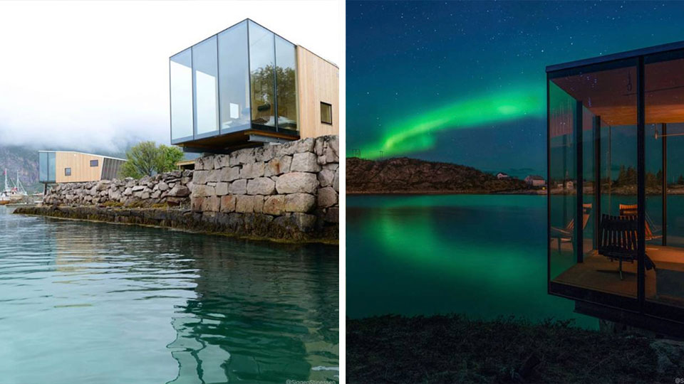 Arkitekttegnet sjøhytte på Manshausen med panoramautsikt