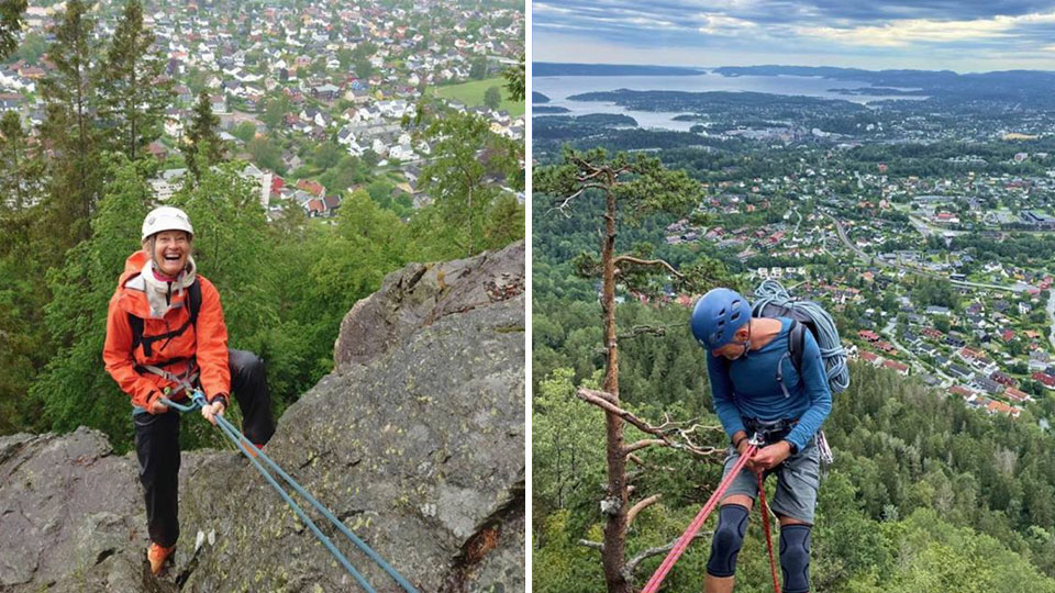 Rappellering med Klatrekompaniet ned fjellvegg med instruktør og sikkerhetsutstyr